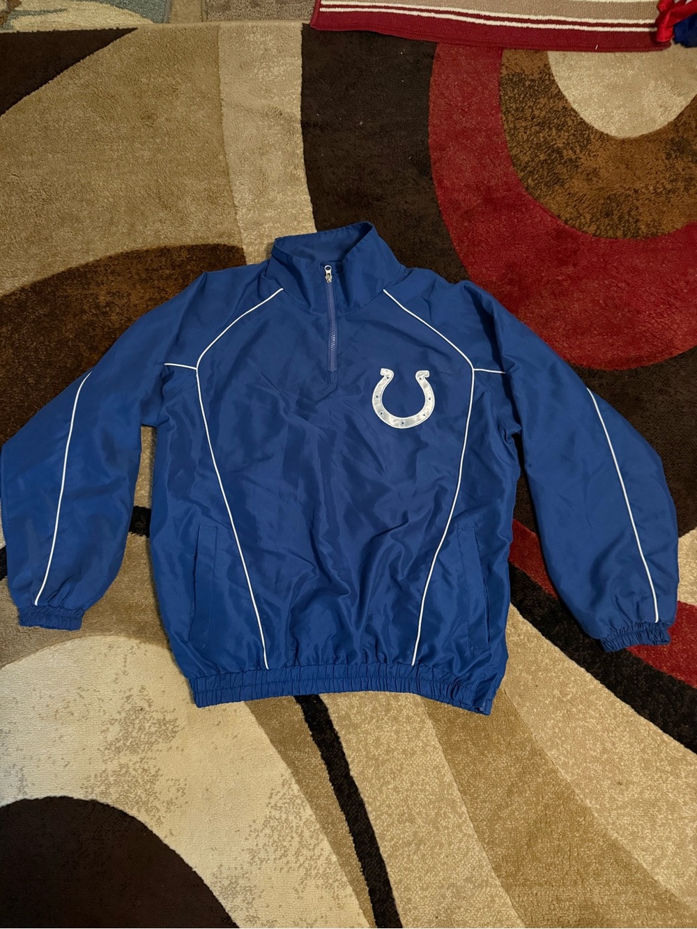 Indianapolis Colts quarter zip pullover team jacket stitched great luck size M